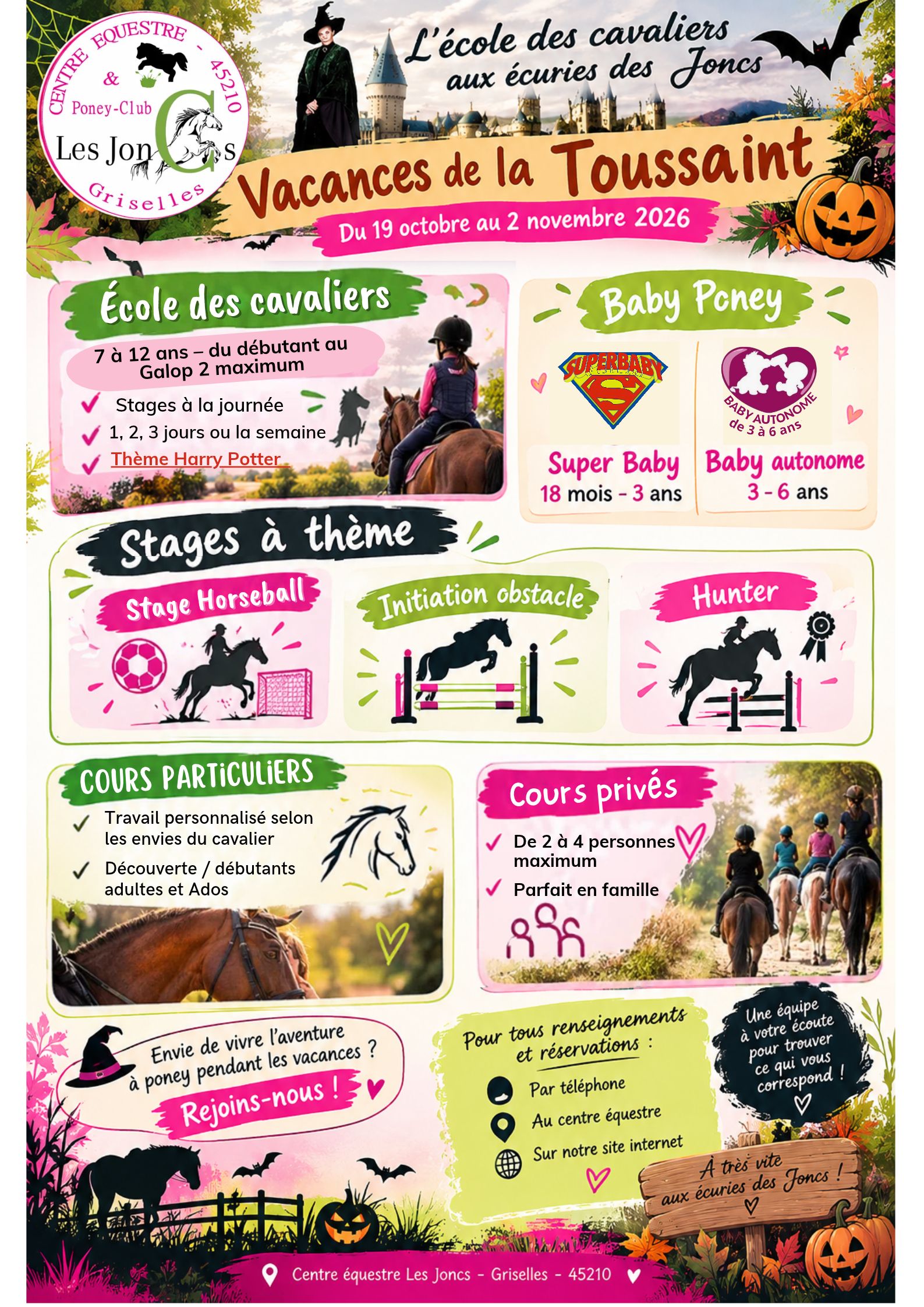 Activités équestres -Vacances de la Toussaint