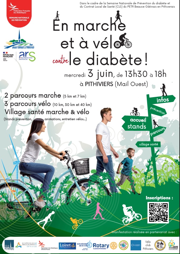 "En marche et à vélo contre le diabète !" — visuel événement