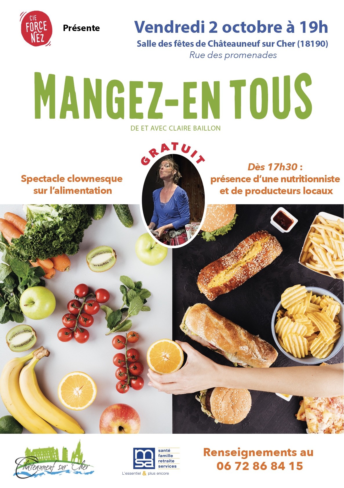 Spectacle clownesque sur l'alimentation