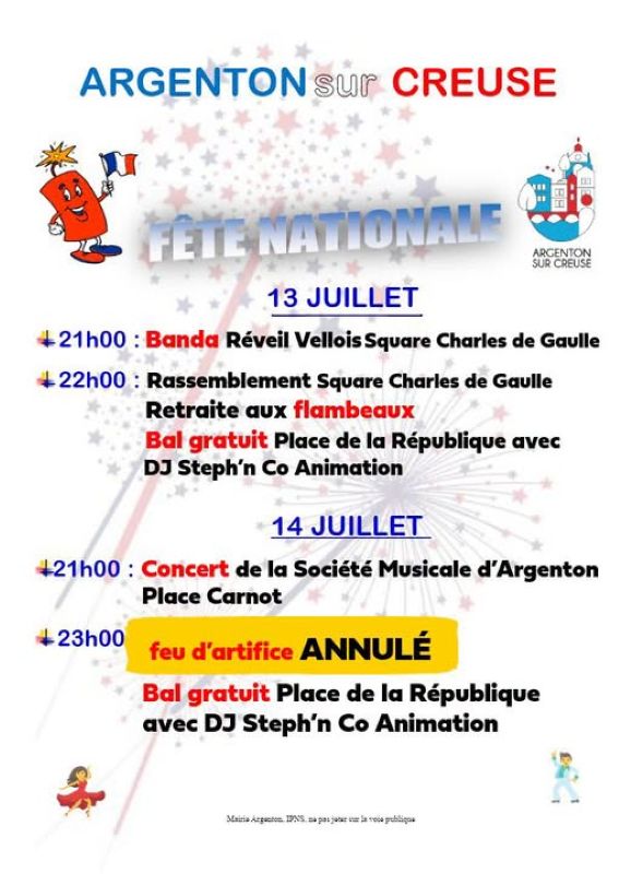 Fête du 13 et 14 juillet à Argenton-sur-Creuse