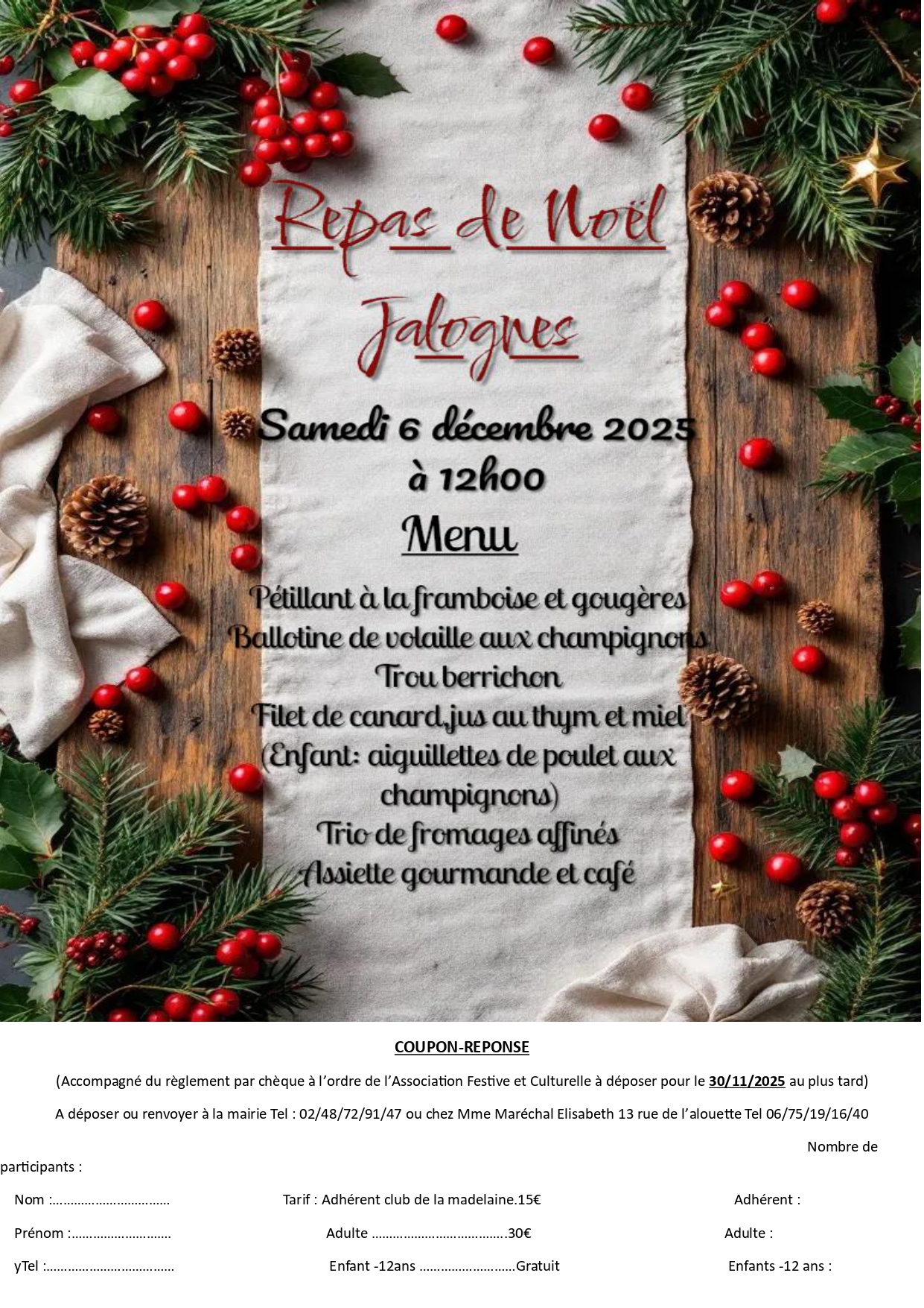 [Noël en Grand Sancerrois] Repas de Noël à Jalognes