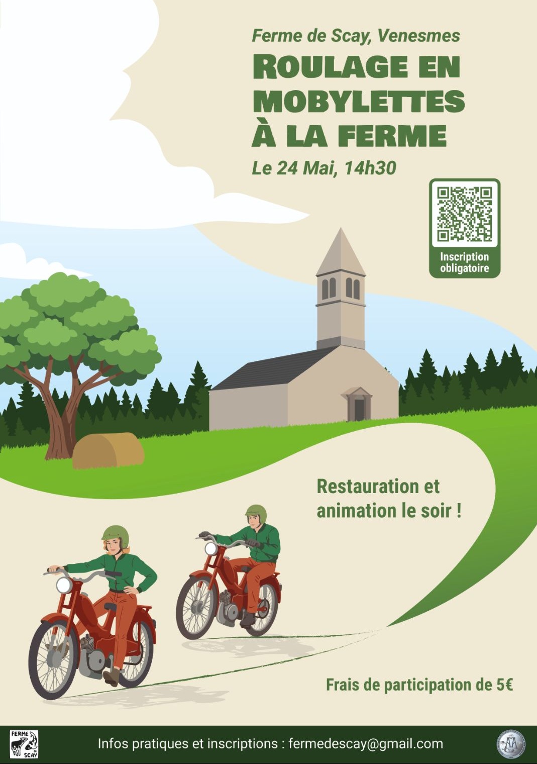 Roulage de mobylettes depuis la Ferme de Sçay — visuel événement
