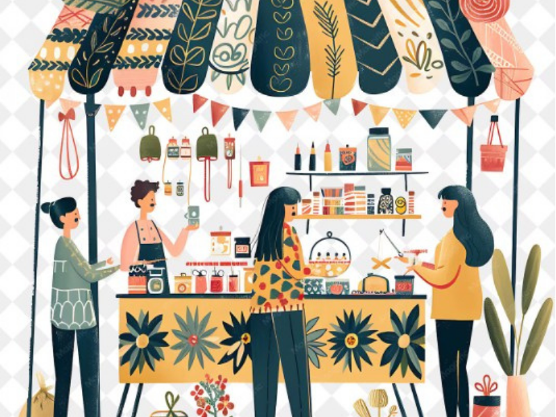 Marché artisanal et feu d'artifice